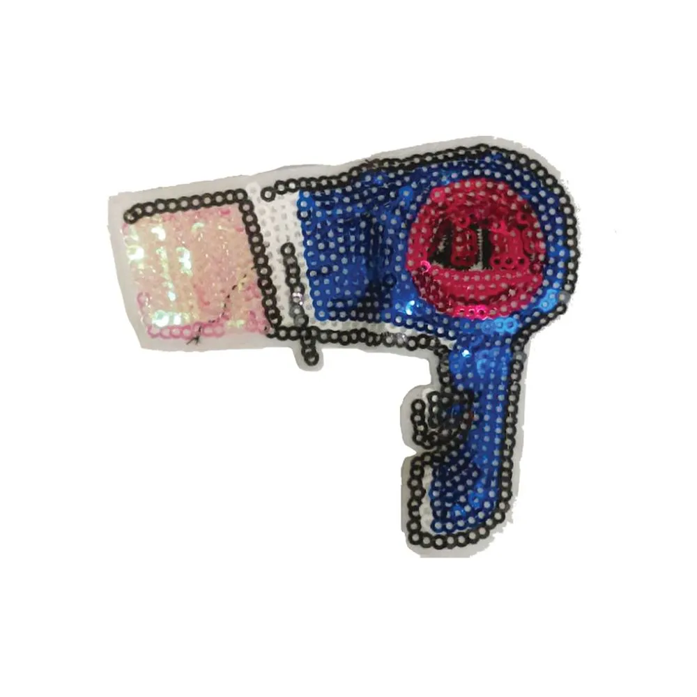 PC3065 - Blue Sequin Hair Dryer (Iron On)