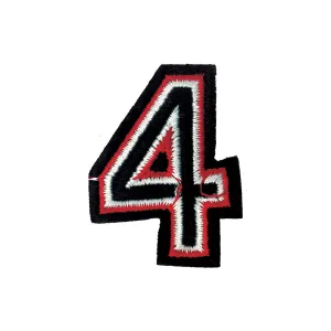 PC3687D - Black And Red Number Four (Iron On)