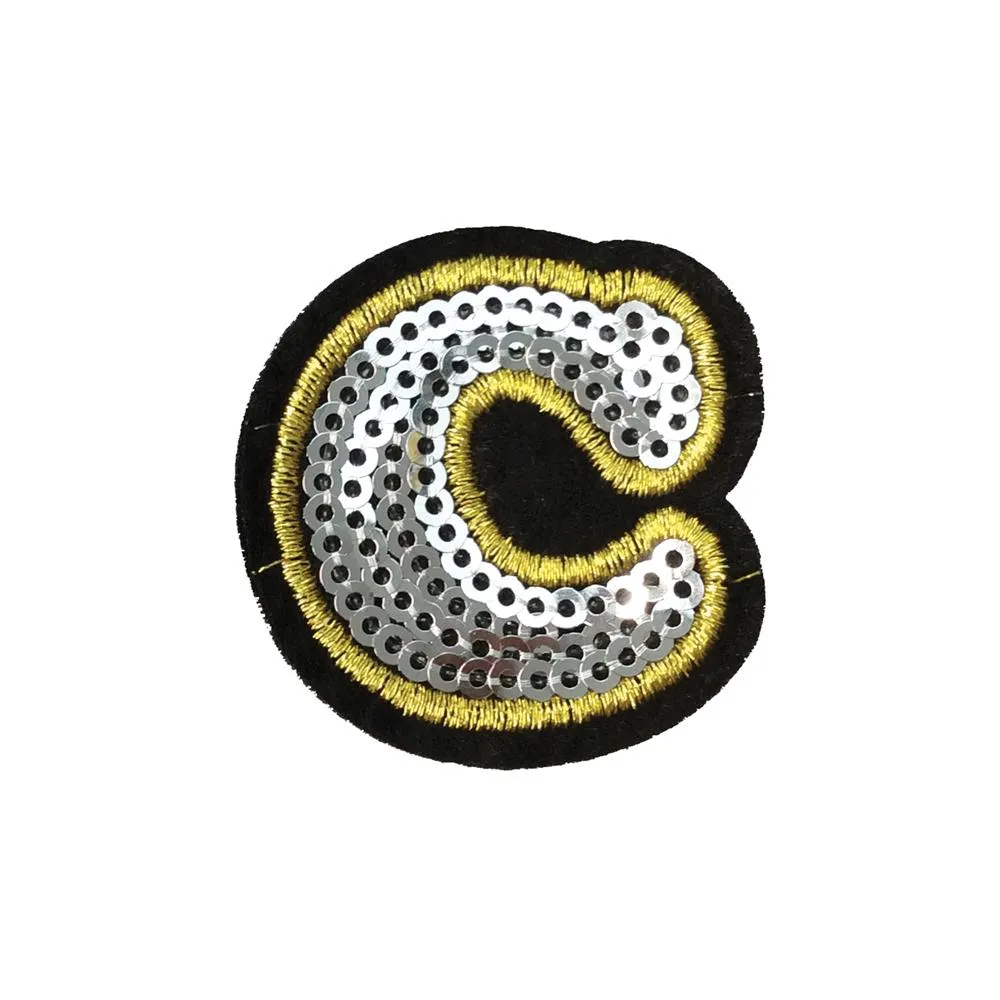 PC4001C - Sequin Silver Letter C (Iron On)