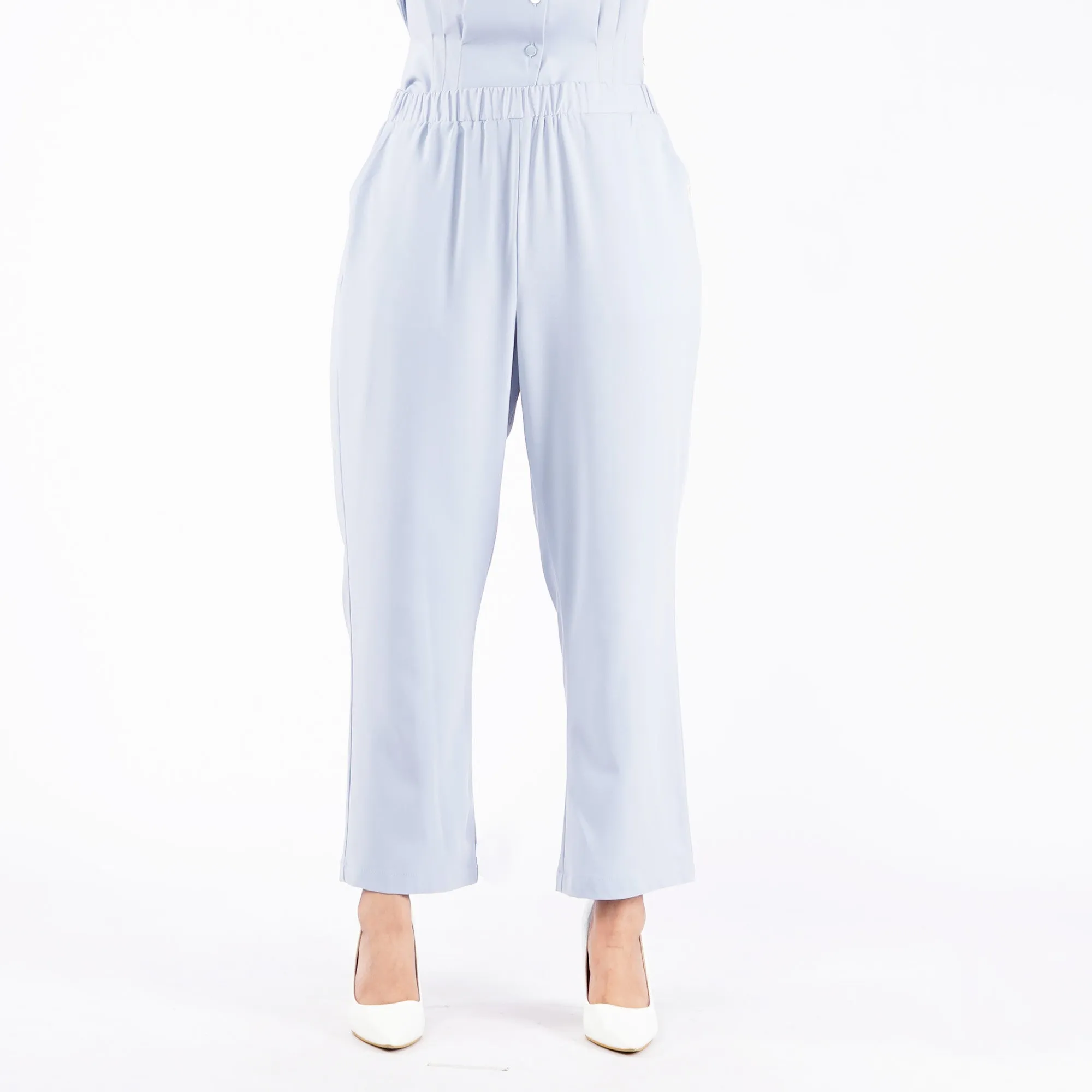 Petrol Ladies Basic Non-Denim Drawstring Pants Mid-Rise Rinse Wash Fabric 156746 (Smoke Blue)