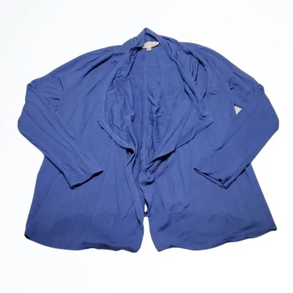 Philosophy Dusty Blue Open Front Relaxed Draped Mid Weight Cardigan Size S