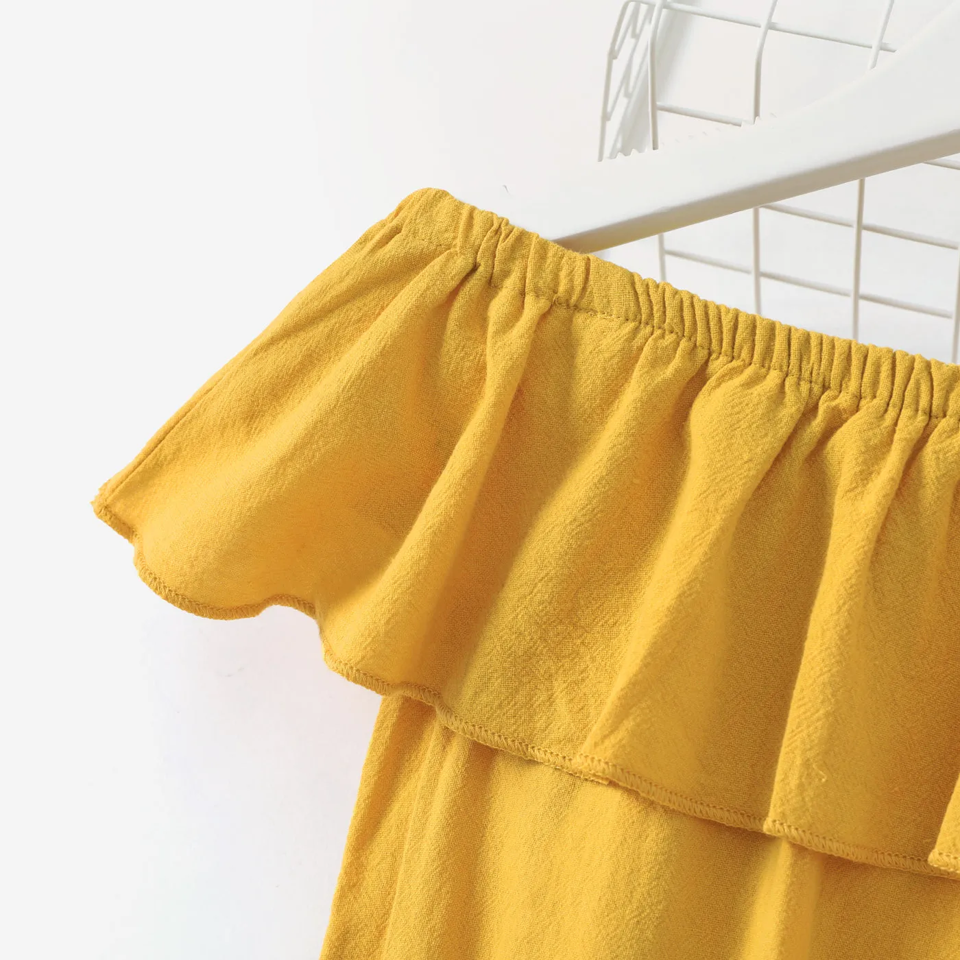 Pretty Solid Flounced Collar Top and Striped Pants Set