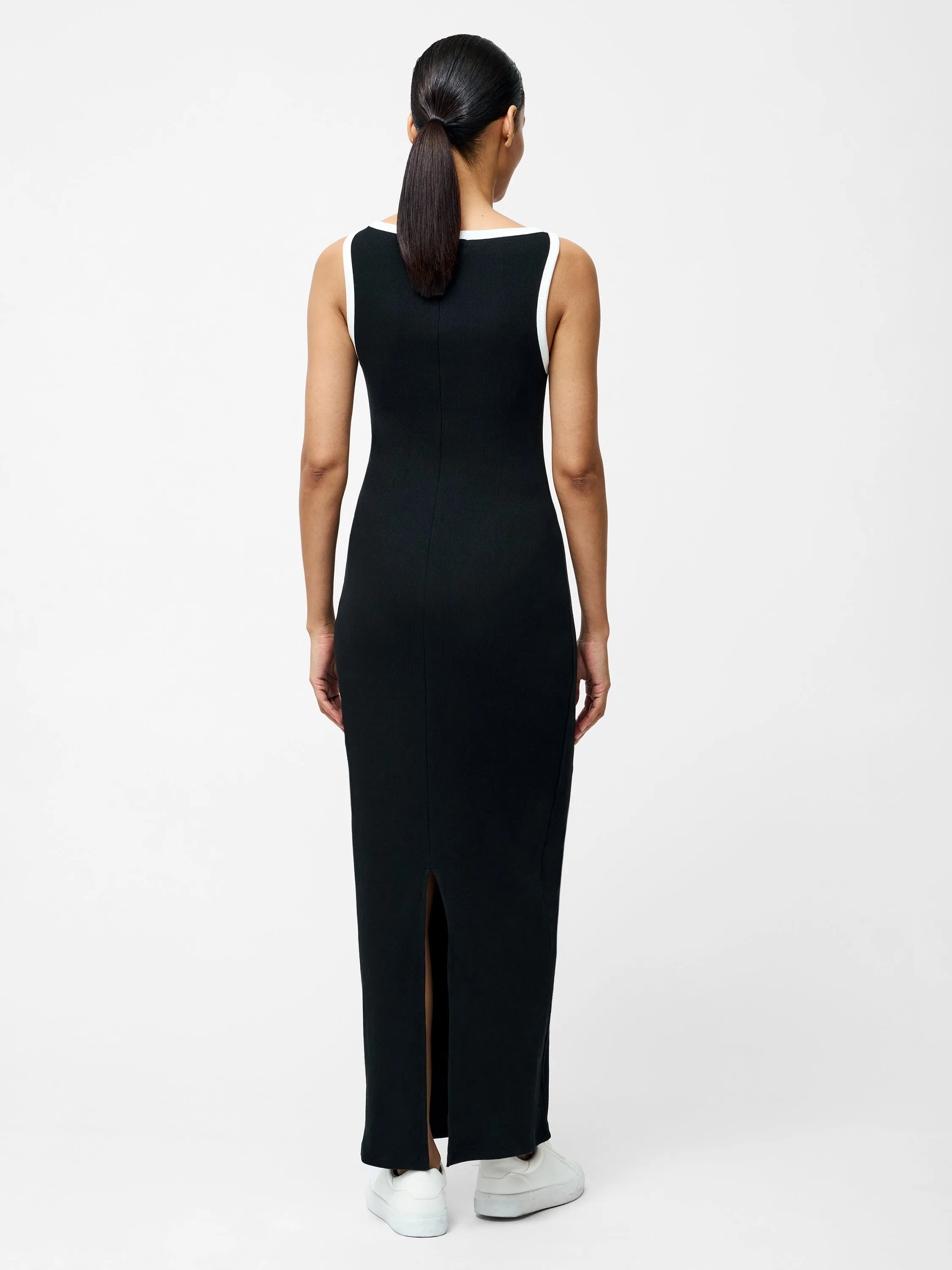 Rasia Ribbed Binding Boat Neck Dress