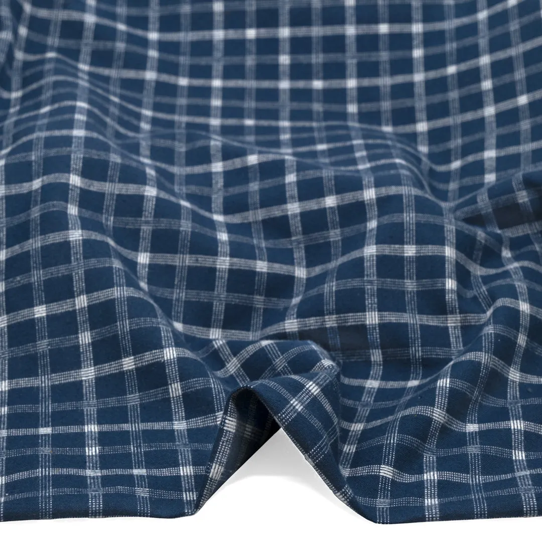 Remnant - 60cm - Check Classic Cotton Flannel - Deep Ocean/White
