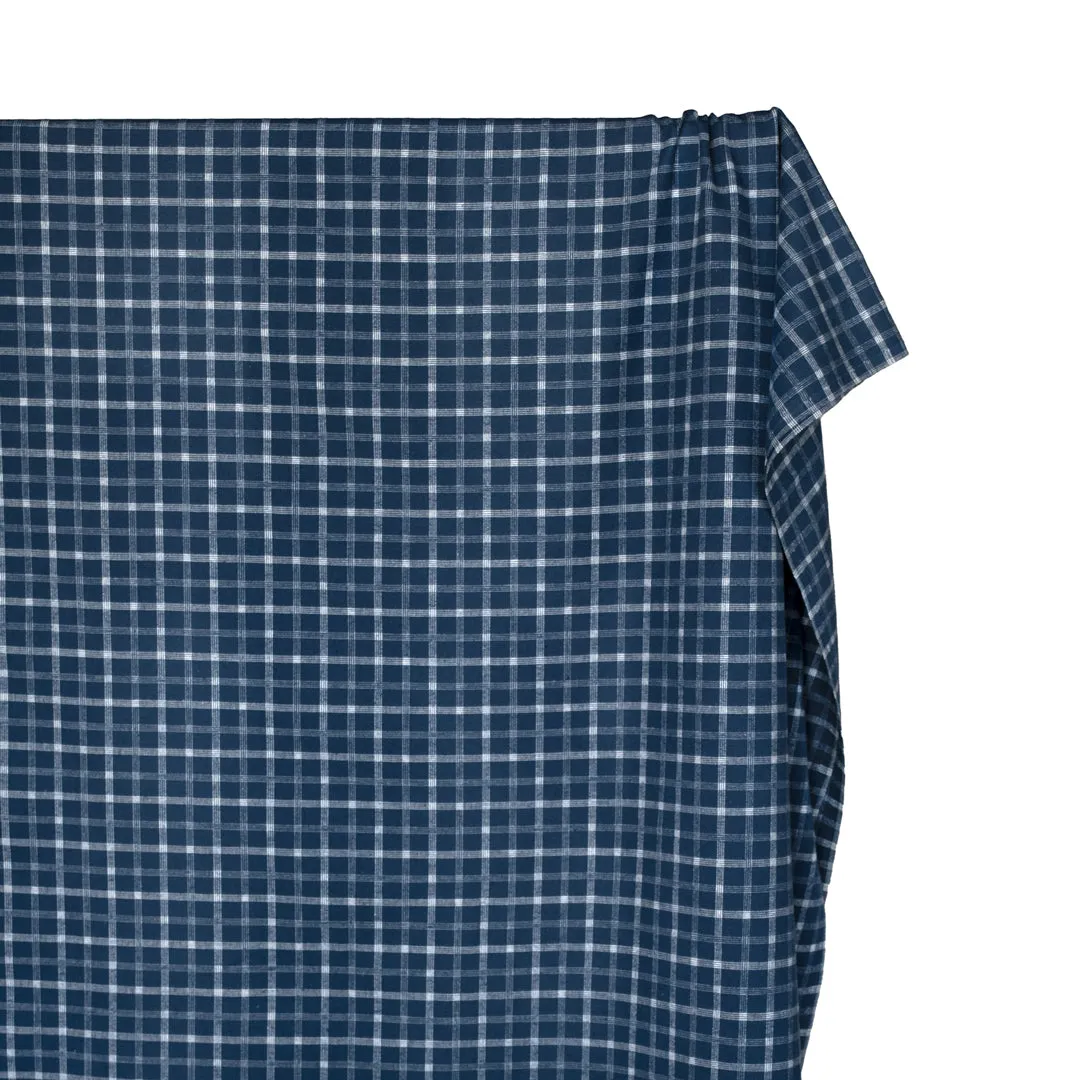 Remnant - 60cm - Check Classic Cotton Flannel - Deep Ocean/White