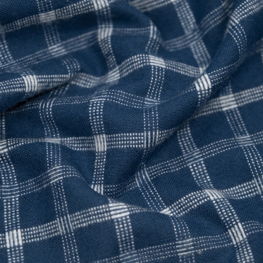 Remnant - 60cm - Check Classic Cotton Flannel - Deep Ocean/White