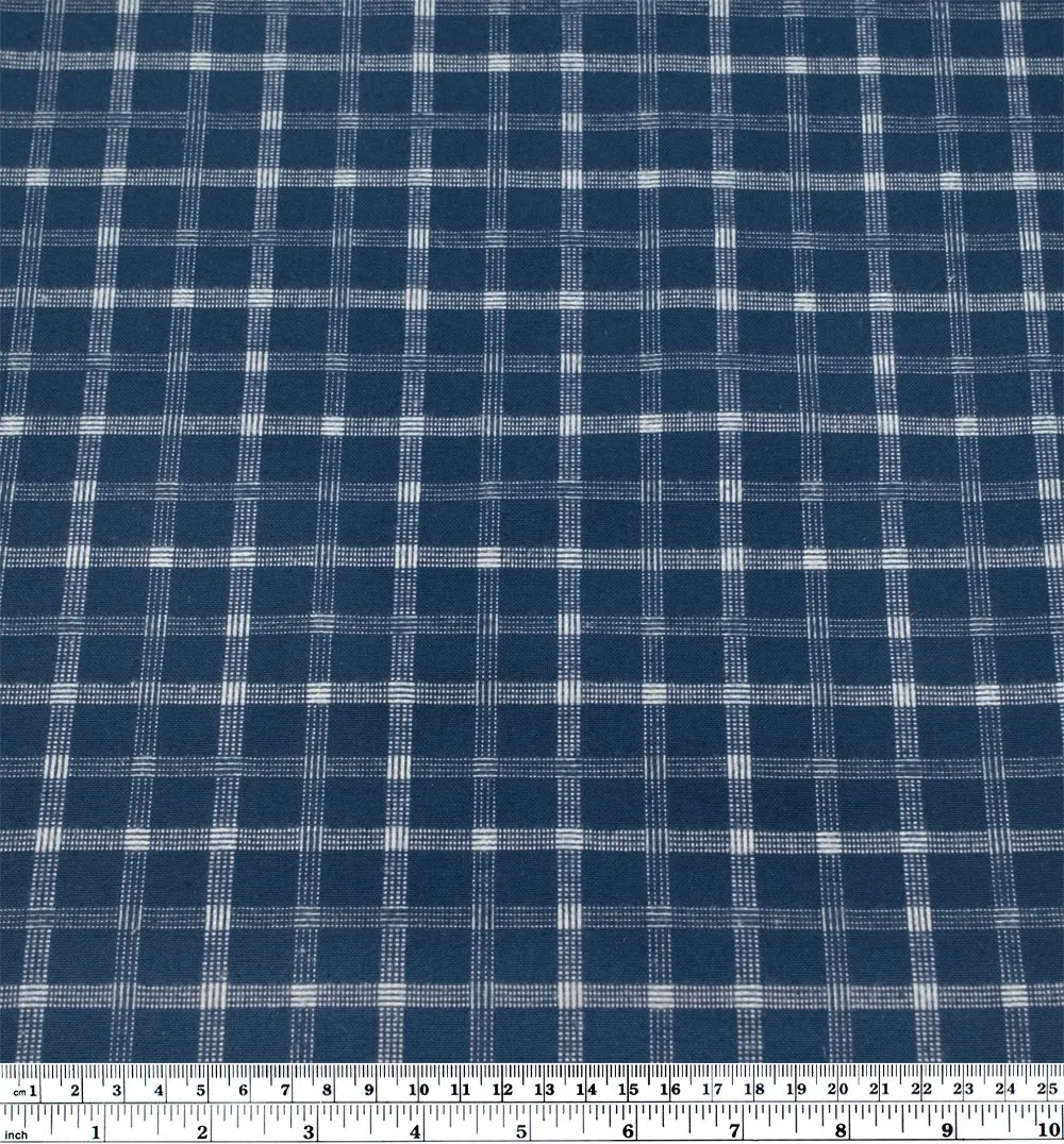 Remnant - 60cm - Check Classic Cotton Flannel - Deep Ocean/White