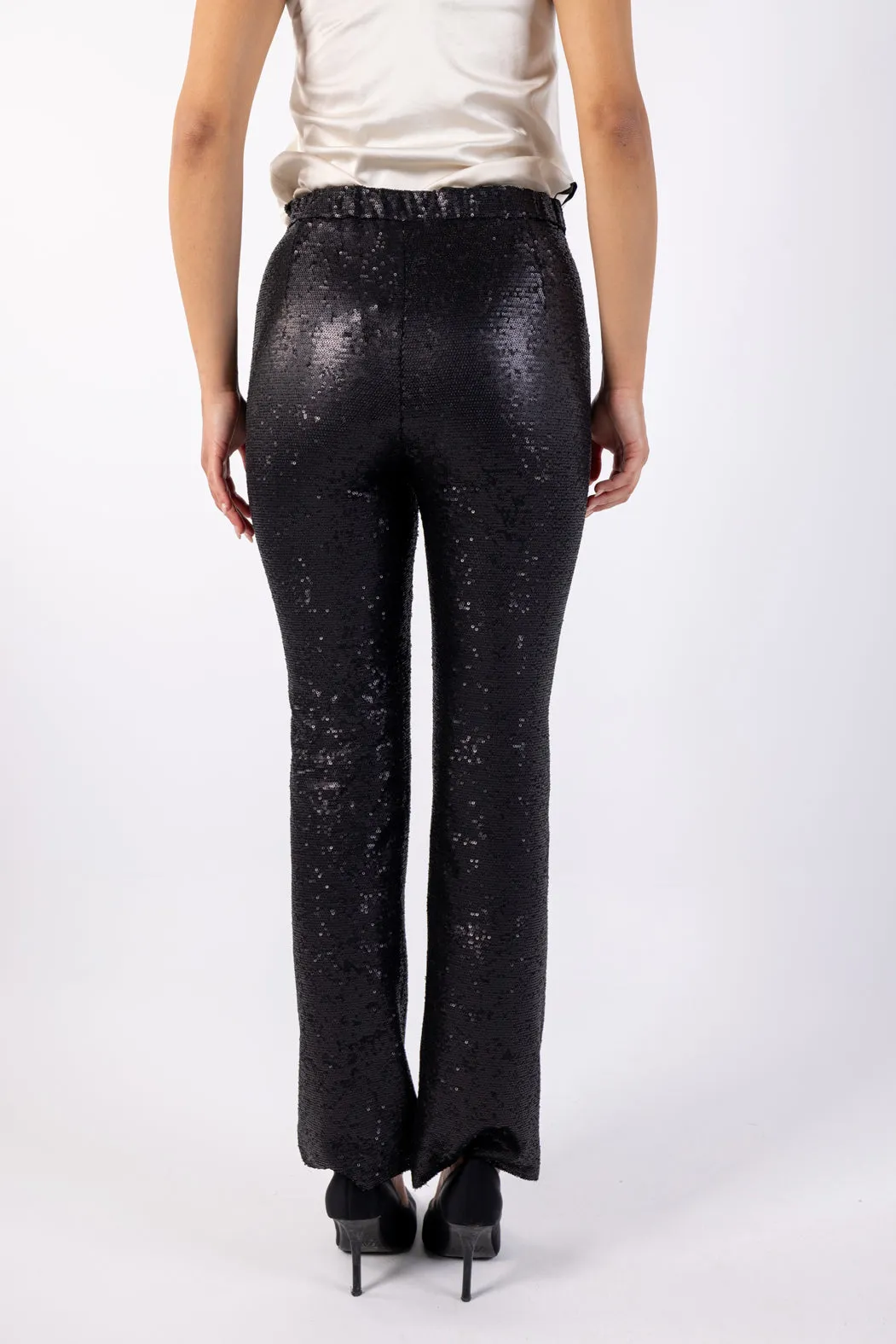 Shimmering Sequin Slim-Fit Pants