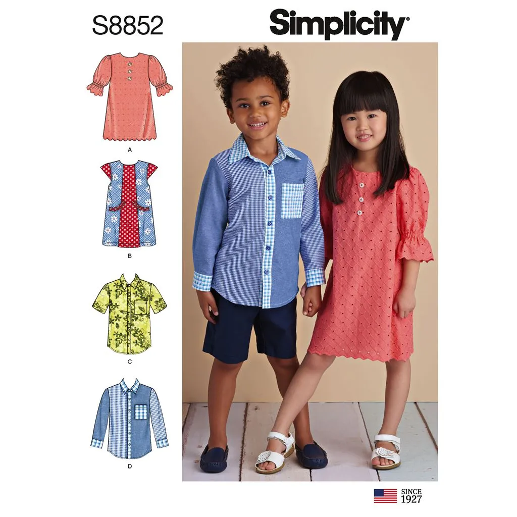 Simplicity Pattern S8852 Child's Dresses and Shirt 8852