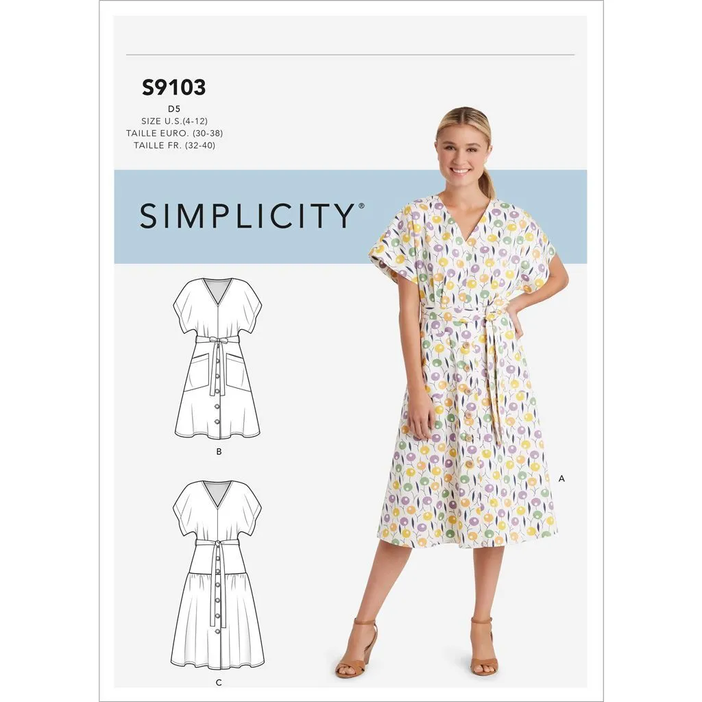 Simplicity Sewing Pattern S9103 Misses' Dresses In Two Lengths With Tiered Variation