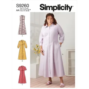 Simplicity Sewing Pattern S9260 Misses' & Women's Button Front Dresses