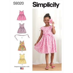 Simplicity Sewing Pattern S9320 Children's Gathered Skirt Dresses