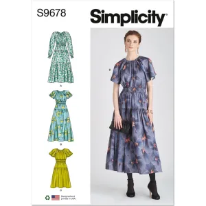 Simplicity Sewing Pattern S9678 Misses' Dress with Sleeve and Length Variations