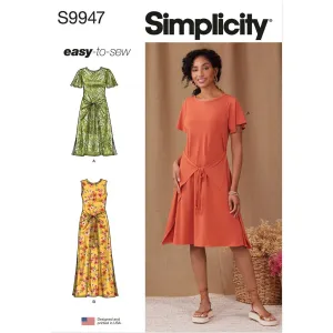Simplicity Sewing Pattern S9947 Misses' Knit Dress with Sleeve and Length Variations