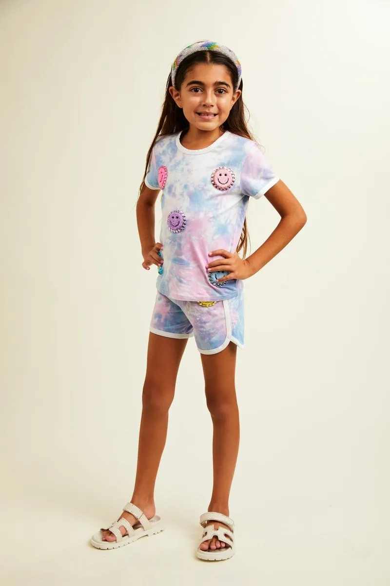 SLOANE SMILEY TIE DYE TOP AND SHORTS SET