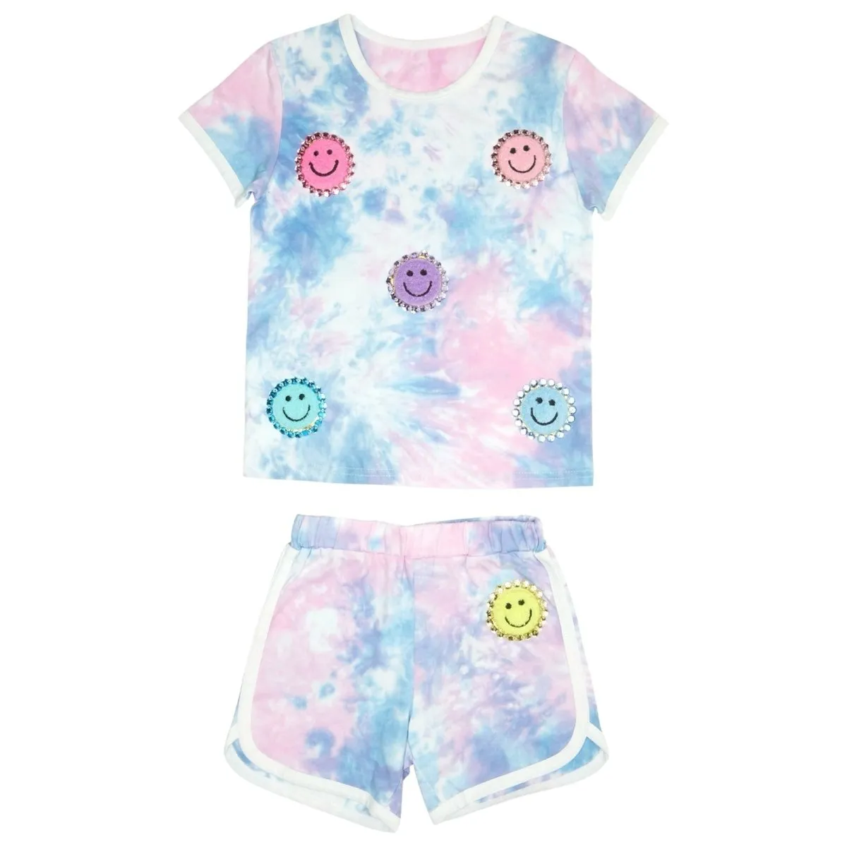 SLOANE SMILEY TIE DYE TOP AND SHORTS SET