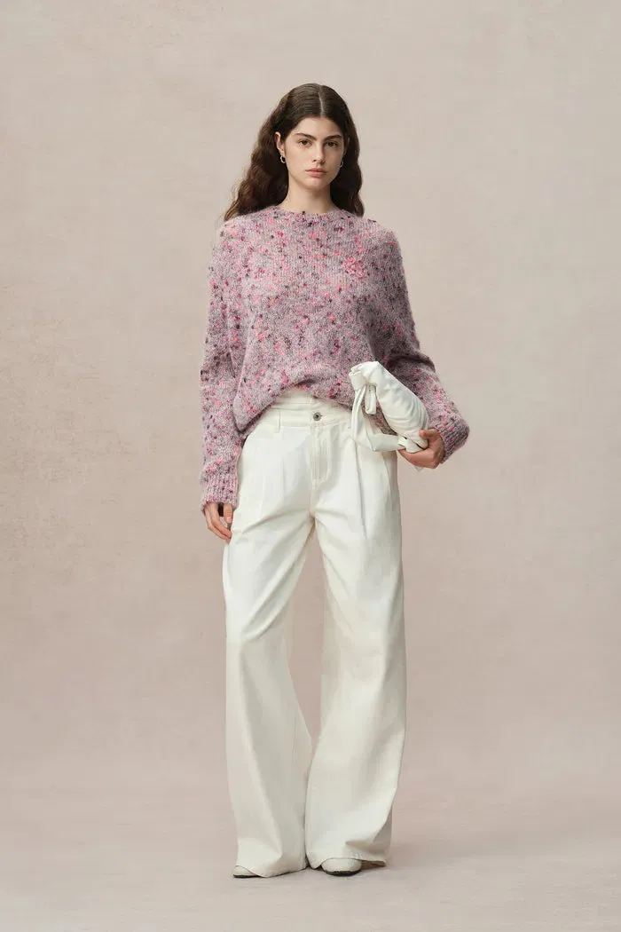 Snaiki Zodiac Jacquard Sweater in Wool Mohair Pom Pom Knit