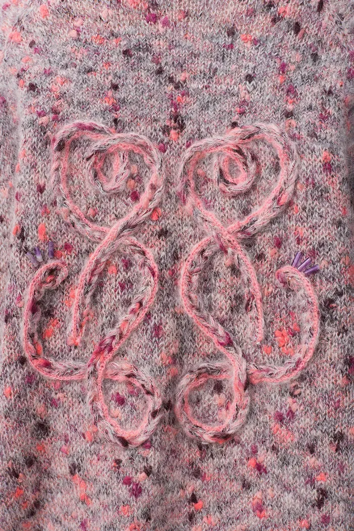 Snaiki Zodiac Jacquard Sweater in Wool Mohair Pom Pom Knit