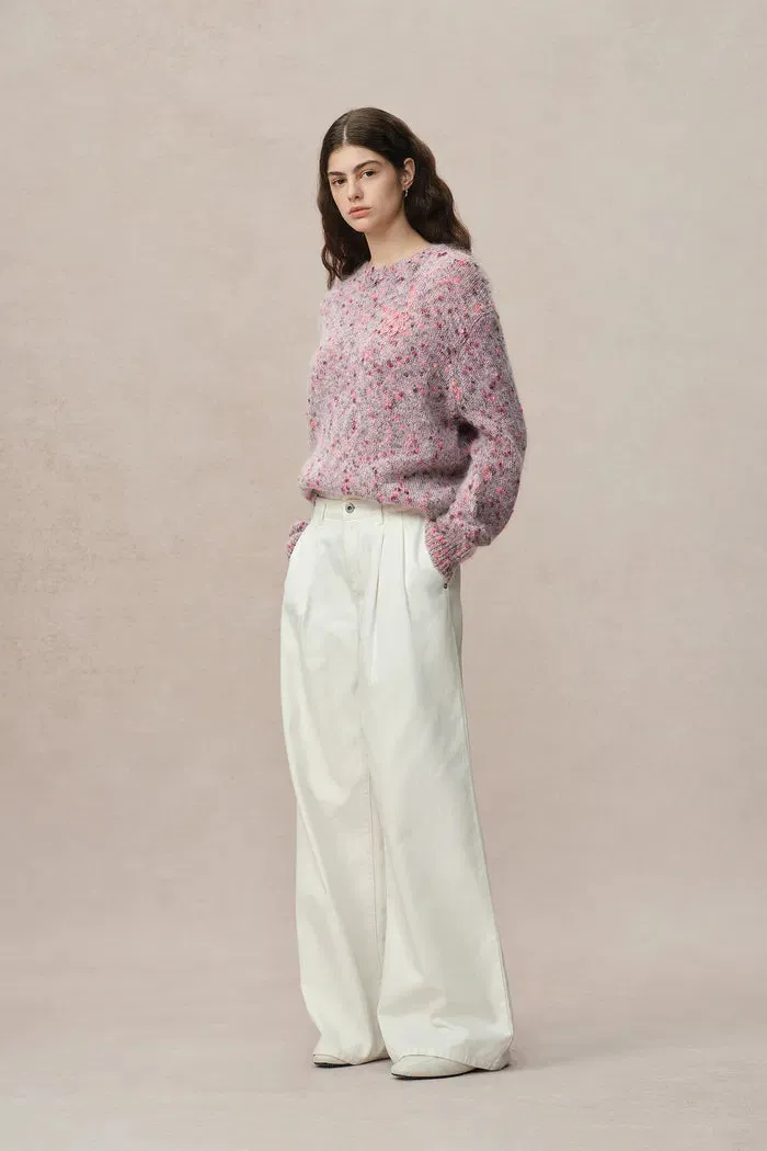 Snaiki Zodiac Jacquard Sweater in Wool Mohair Pom Pom Knit