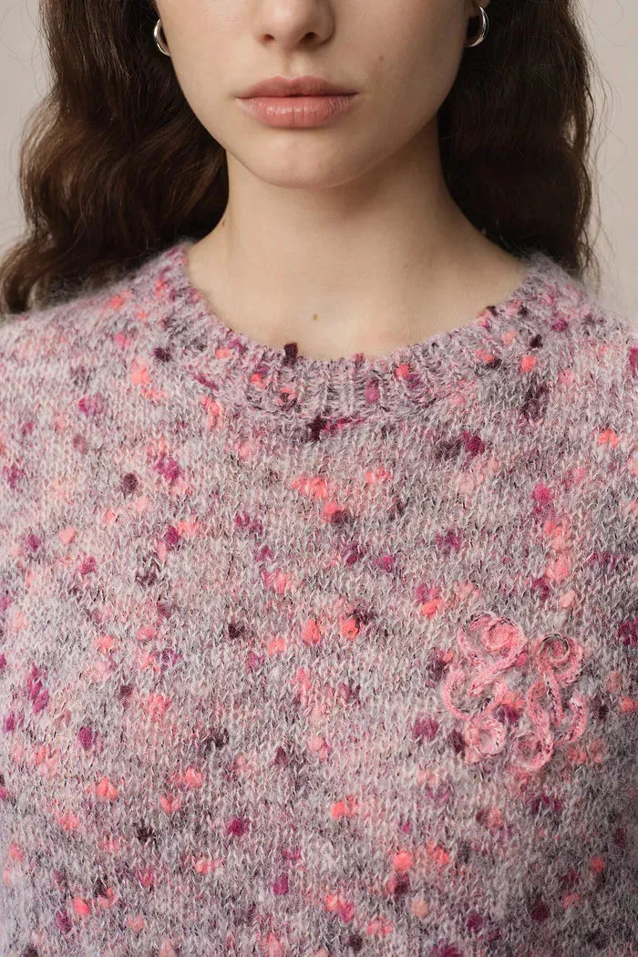 Snaiki Zodiac Jacquard Sweater in Wool Mohair Pom Pom Knit