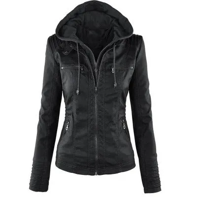 Solid Leather Jacket For Women's- Glamzlife