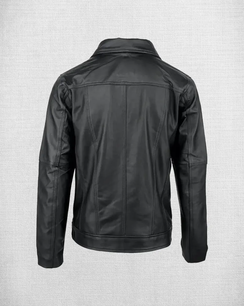 Stylish Black Leather Jacket with Studs