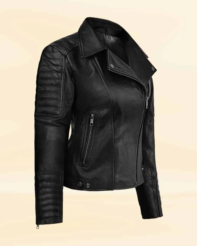 STYLISH BLACK LEATHER JACKET WORN BY VICTORIA JUSTICE | VICTORIA JUSTICE STYLISH BLACK LEATHER JACKET