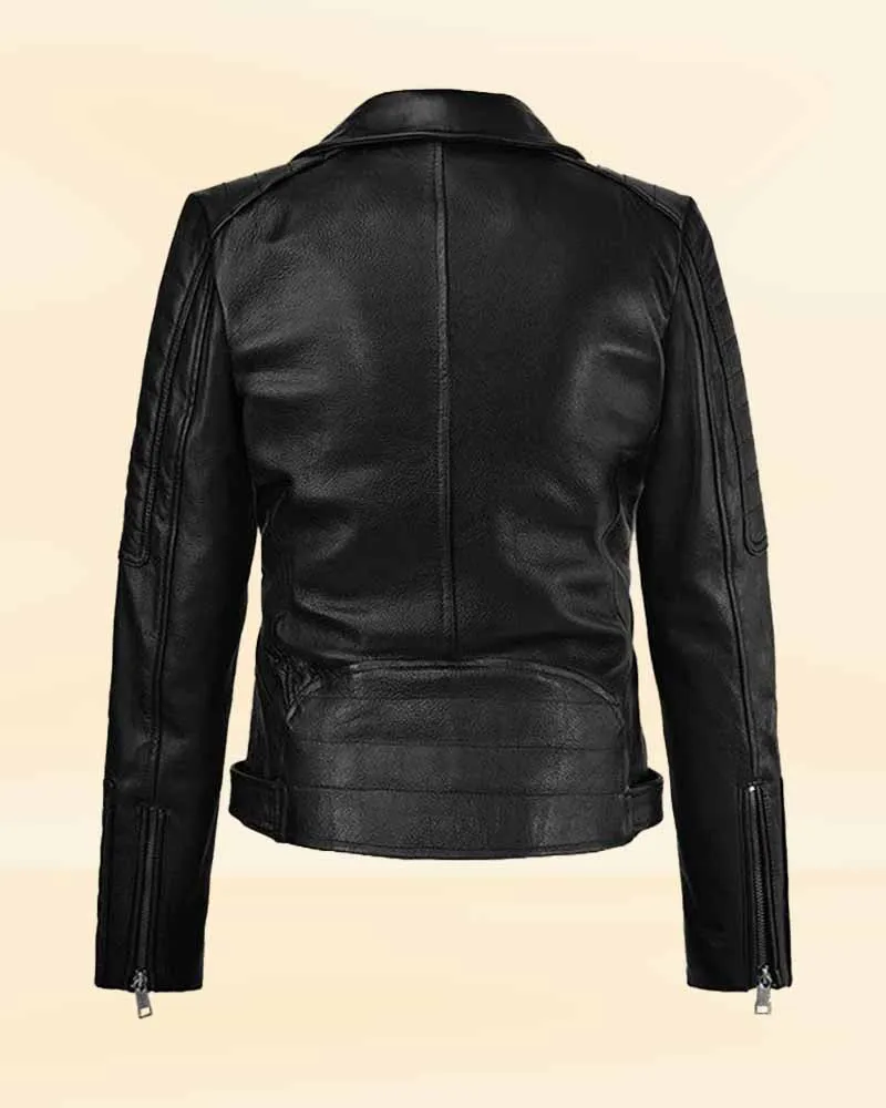 STYLISH BLACK LEATHER JACKET WORN BY VICTORIA JUSTICE | VICTORIA JUSTICE STYLISH BLACK LEATHER JACKET