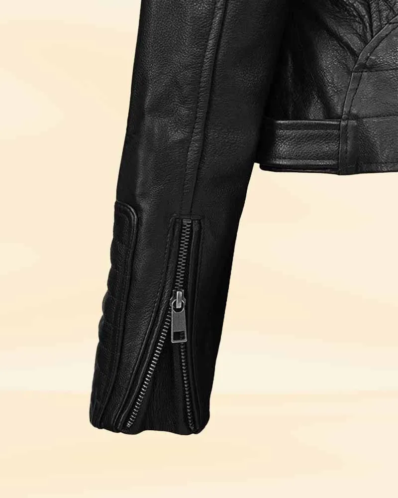 STYLISH BLACK LEATHER JACKET WORN BY VICTORIA JUSTICE | VICTORIA JUSTICE STYLISH BLACK LEATHER JACKET