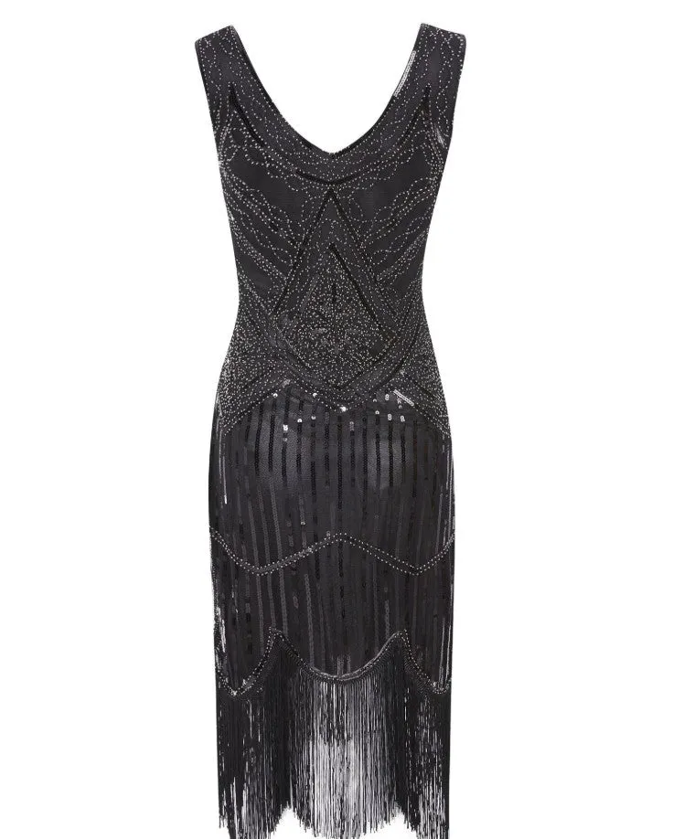 Stylish Vintage Sequin Fringe Dress