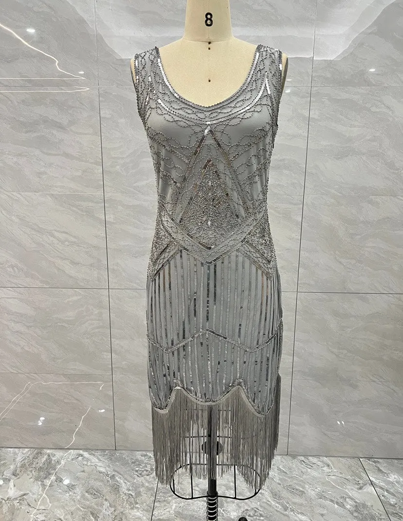 Stylish Vintage Sequin Fringe Dress
