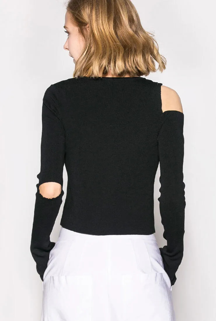 Thin Long Sleeve Off-the-shoulder Top