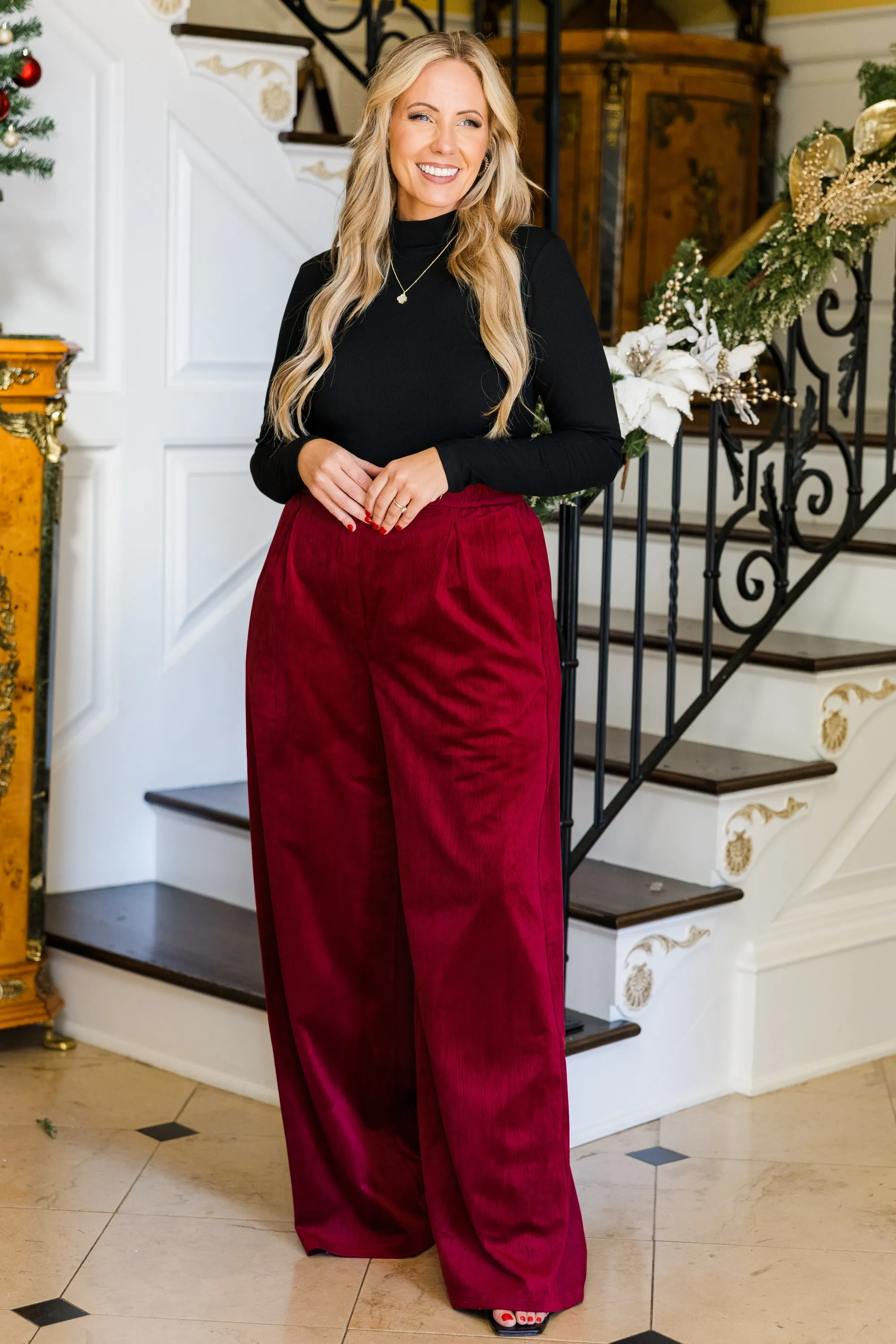 Under the Mistle-Glow Pants, Red