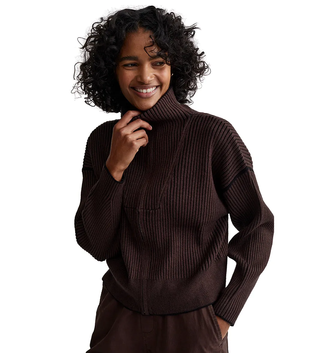 Varley Carmen Rib Knit Zip Through