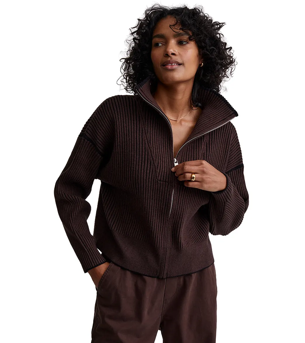 Varley Carmen Rib Knit Zip Through