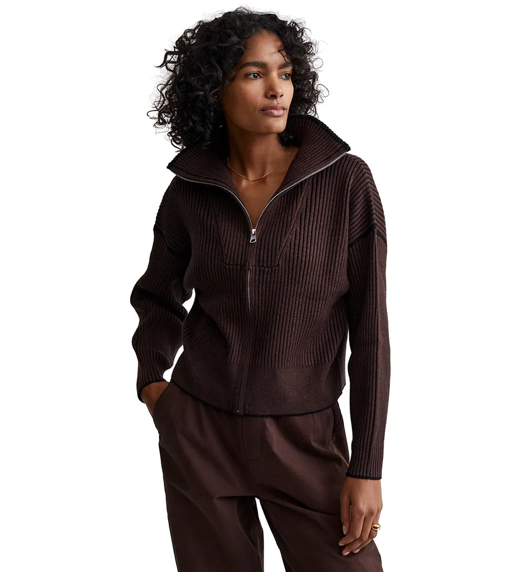 Varley Carmen Rib Knit Zip Through