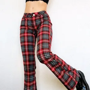 Vintage Red Plaid Flare Pants