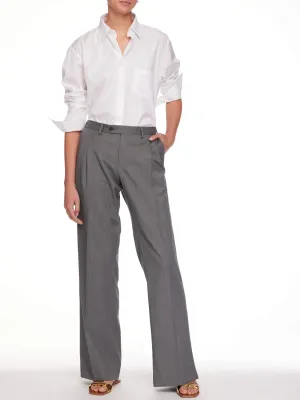 Women's Baggy Double Pleated Pant In Grey
