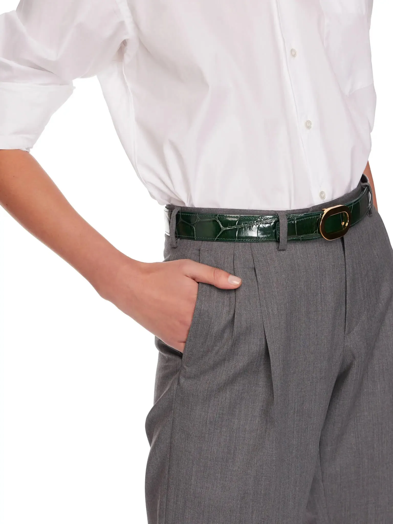 Women's Baggy Double Pleated Pant In Grey