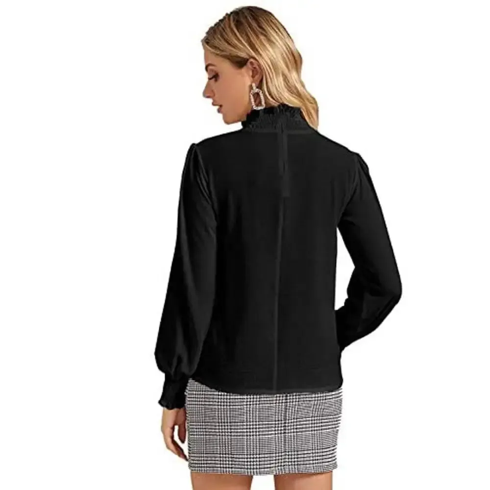 Womenster Women's Frill Trim Full Sleeve Regular Fit Top